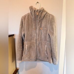 Cozy Gray/Cream Zip-Up Fleece Jacket